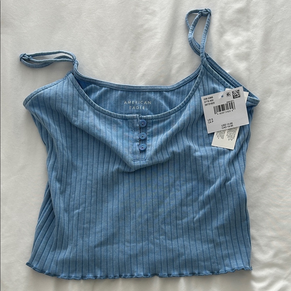 American Eagle Outfitters Blue Ribbed Tank Top